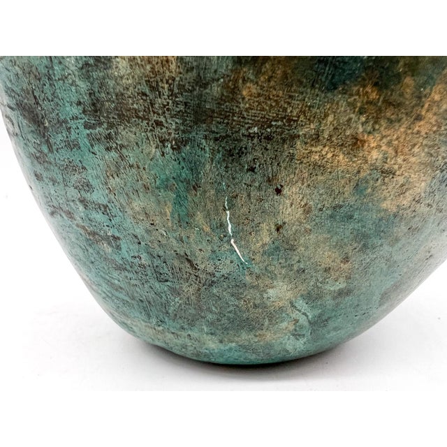 Oversized Vintage Painted Terracotta Apple Sculpture With Verdigris Finish - Sculptural, European Cottage, Organic Modern For Sale - Image 9 of 14