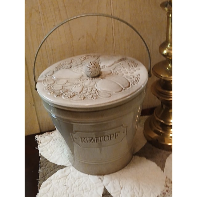 Vintage German Majolica Rumtopf Rum Pot 1960s Ceramic Pot With Lid and Handle For Sale - Image 4 of 7