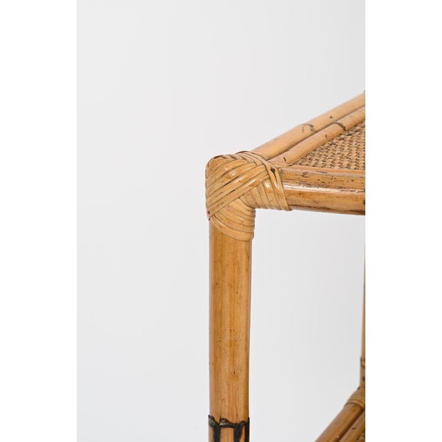 1970s Italian Corner Shelf or Étagère in Bamboo, Rattan and Wicker by Franco Albini, 1970s For Sale - Image 5 of 16