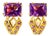 Late 20th Century 14K Yellow Gold Amethyst MOP Mabe Inlaid Earrings, Pair For Sale