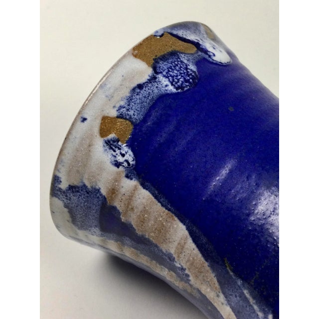 Royal Blue Artisan Vintage Cobalt Drip Vase For Sale - Image 8 of 13
