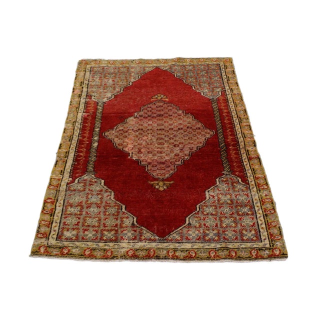 Antique Turkish Oushak Prayer Rug - 02'08 X 04'01 For Sale - Image 4 of 9