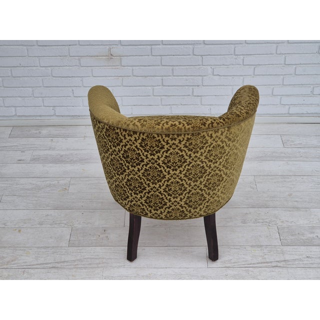 Wood Vintage Danish Lounge Chair in Green Furniture Fabric, 1950s For Sale - Image 7 of 18