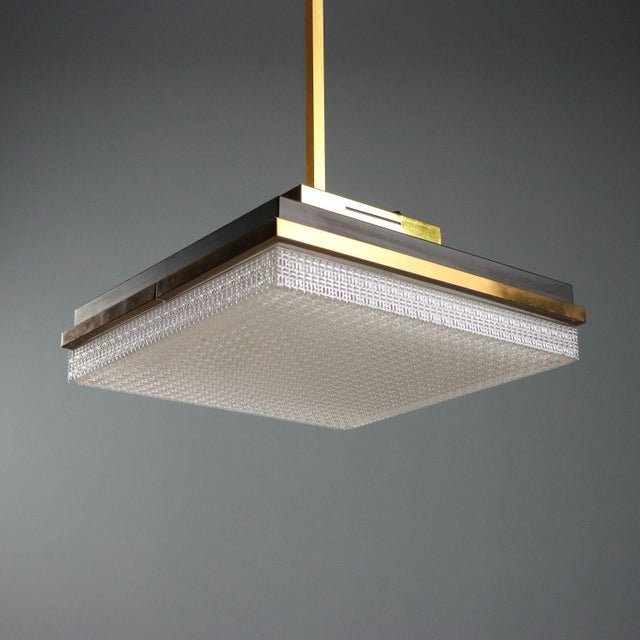 Metal Vintage Hanging Lamp with Brass, 1960s For Sale - Image 7 of 10