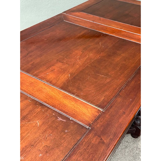 Vintage Carved Wood Extension Dining Table For Sale In West Palm - Image 6 of 12