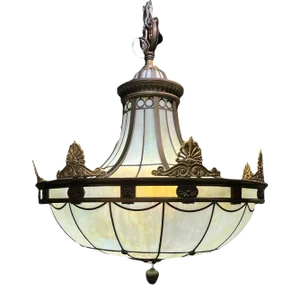 1900s Caldwell Leaded Glass Light Fixture