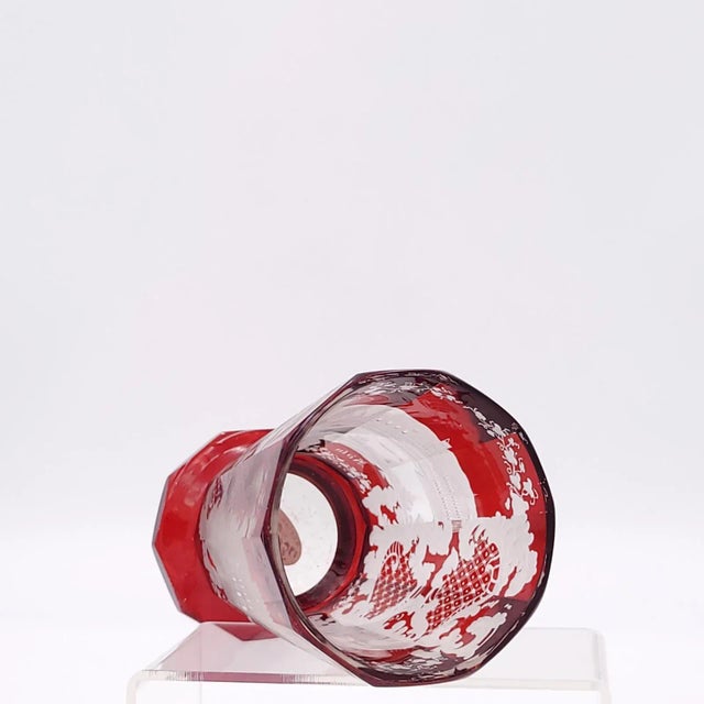 Circa 1900 Bohemian Engraved Ruby Flashed Glass Vase For Sale In San Francisco - Image 6 of 7