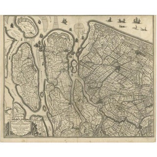 Antique Map of Delfland and Schieland by Hondius, 1630 For Sale
