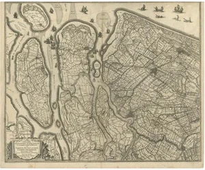 Antique Map of Delfland and Schieland by Hondius, 1630