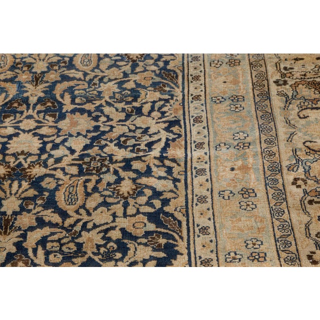 1920s Persian Meshad Rug in Beige, Blue, and Brown For Sale - Image 4 of 8