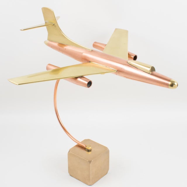 Brass and Copper Airplane Jet Aviation Model, France circa 1960 For Sale - Image 10 of 16