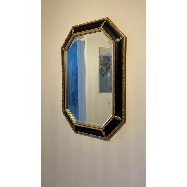 Ebony Vintage Bombay Company Allegro Hollywood Regency Octagonal Beveled Wall Mirror For Sale - Image 8 of 8