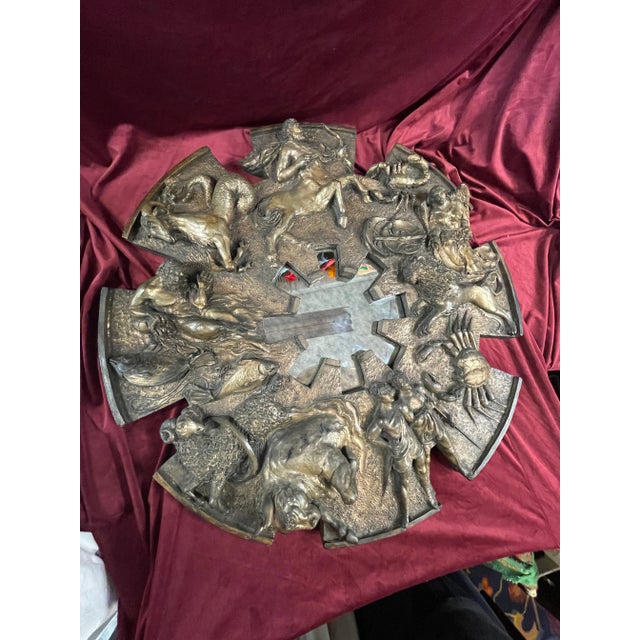 Brutalist Mid Century 1960s Cast Resin Brutalist Horoscope Zodiac Mirror For Sale - Image 3 of 10
