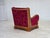 Danish Relax Armchair in Red Furniture Velour and Oak Wood, 1950s For Sale - Image 9 of 18