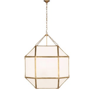 Suzanne Kasler for Visual Comfort Signature Morris Grande Lantern in Gilded Iron with White Glass For Sale