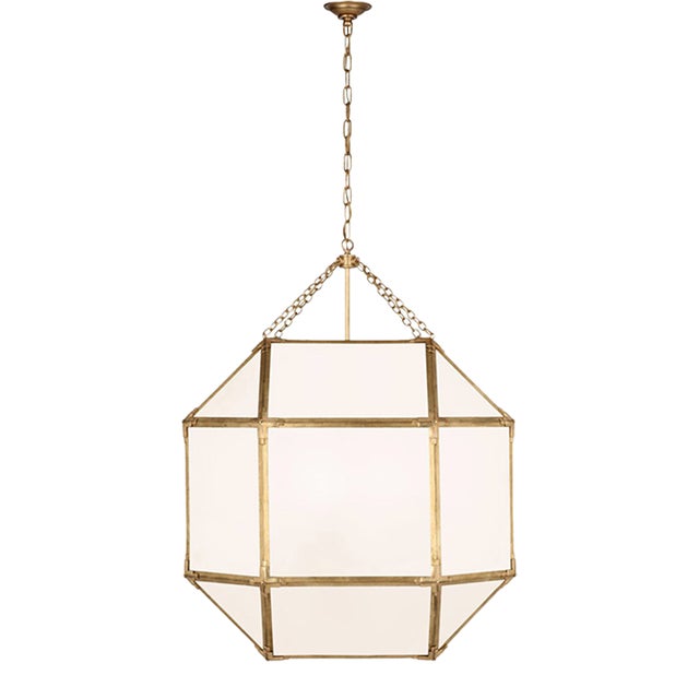 Suzanne Kasler for Visual Comfort Signature Morris Grande Lantern in Gilded Iron with White Glass For Sale