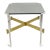 Vintage Mid Century Modern Lucite & Glass Brass Stretcher Occasional Side Table For Sale