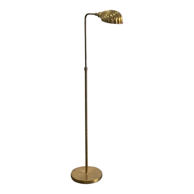 1980s Patinated Brass Shell Floor Lamp For Sale