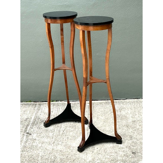 Wood Vintage Biedermeier Tall Pedestals - A Pair For Sale - Image 7 of 12