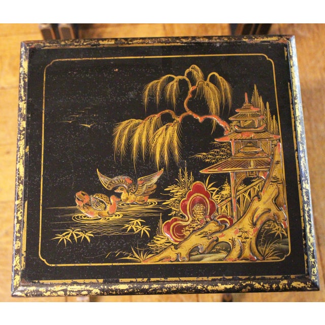 Circa 1900 English Edwardian Nest of Three Lacquer Tables For Sale - Image 9 of 10