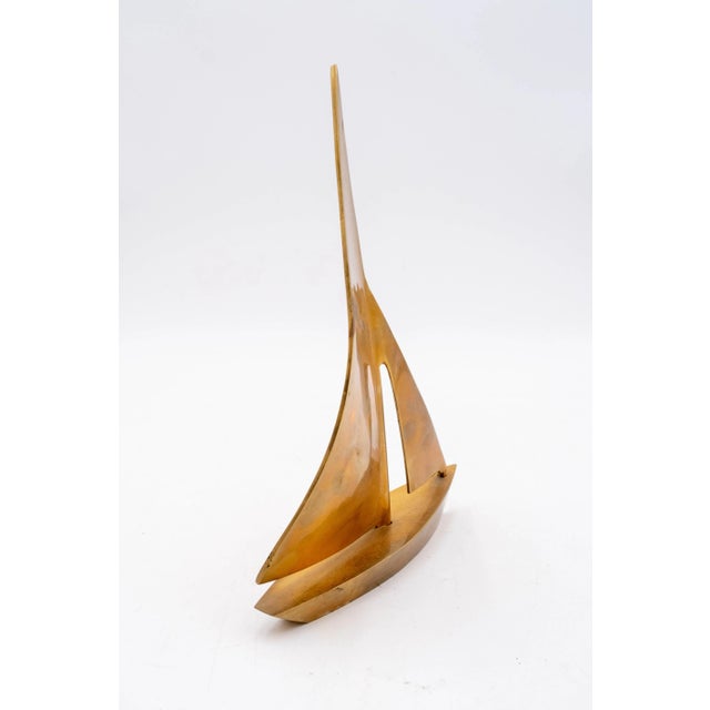 Mid-Century Modern Pair of Mid Century Modern Nautical Brass Sailboats For Sale - Image 3 of 7
