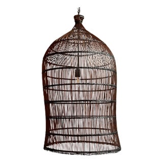 Auburn Wicker Fish Basket Pendant Light Medium For Sale