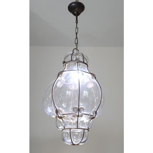 1970s Large Size Transparent Colour Venetian Lantern, Seguso Murano Glass For Sale - Image 4 of 16