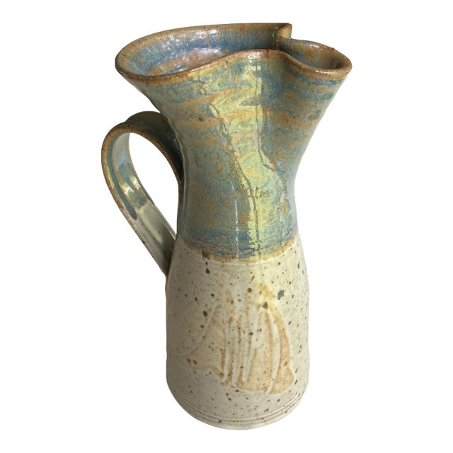 Vintage Handmade Pottery Pitcher For Sale