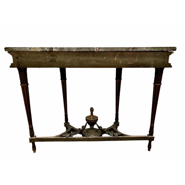 18th Century French Louis XVI Carved Wood and Marble Demi-Lune Console Table For Sale - Image 9 of 9