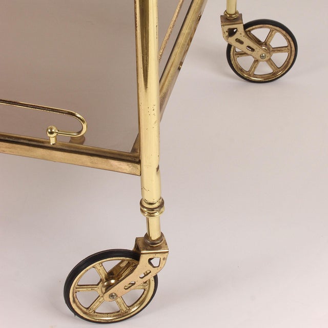 French Brass & Glass Rolling Bar Cart Chairish