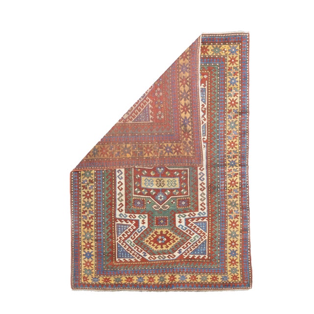 Fine Antique Sevan Kazak Rug 5’5” x 7’9”. SW Caucasus/Armenia. Boldly patterned, strongly colored, totally geometric, all...