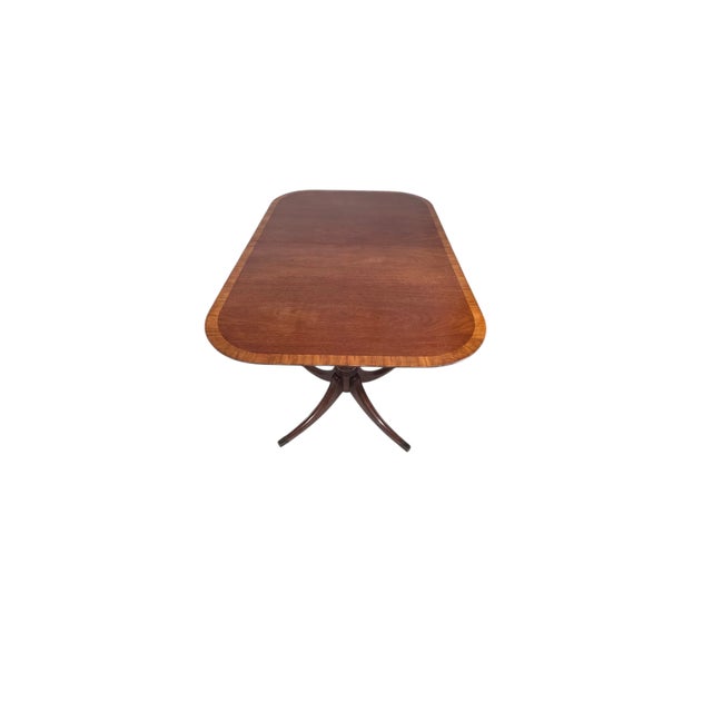 Refinished Late 20th Century Duncan Phyfe Style Mahogany Double Pedestal Dining Table For Sale - Image 9 of 17