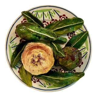 French Majolica Trompe L’Oeil Plate by Christine Viennet For Sale