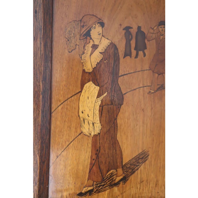 Art Deco Wood Inlay Picture of Fashionable Lady and Gentleman, Germany, 1920 For Sale - Image 9 of 10