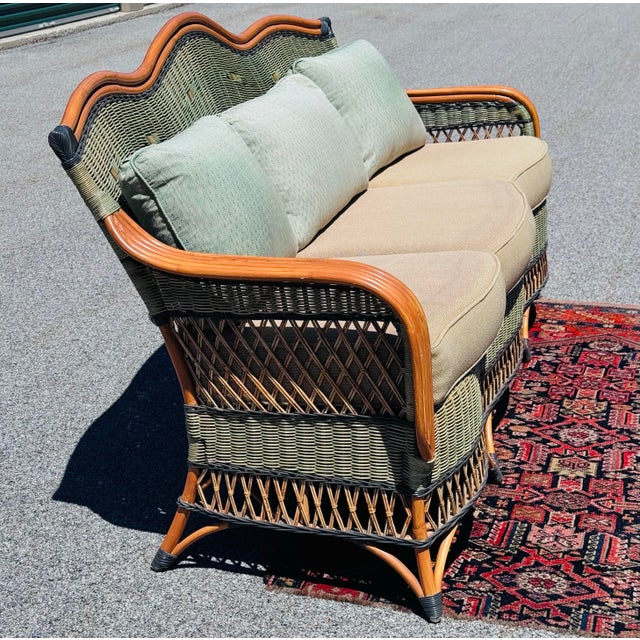 Vintage 1980s Braxton Culler Style Rattan Sofa For Sale In Boston - Image 6 of 12