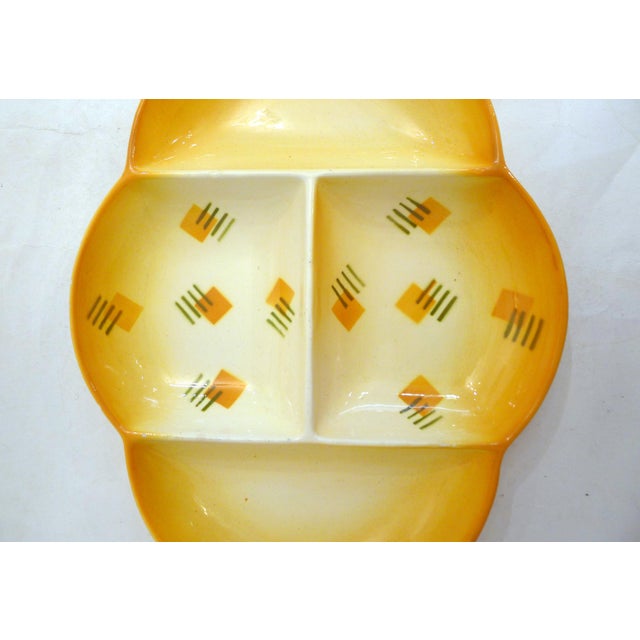 Modernist Bauhaus Earthenware Appetizer Dish with Graphic Decor, Germany, 1930s For Sale - Image 4 of 12