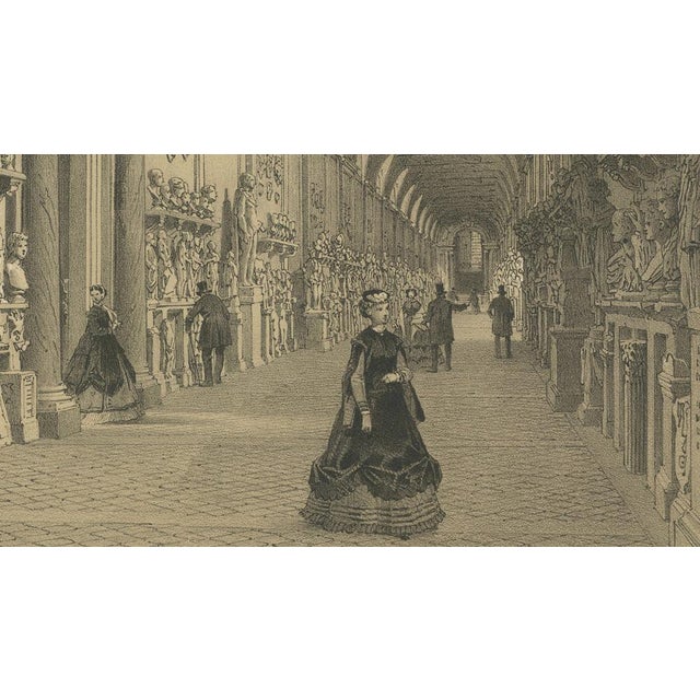 Mid 19th Century Benoist, Rome Vatican Gallery, Classical Sculpture Interior, 1869, Print For Sale - Image 5 of 10