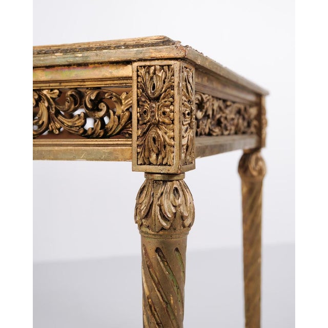 Wood Antique Louis XVI Salon Table with Marble Top and Gilded Wood, 1850s For Sale - Image 7 of 10