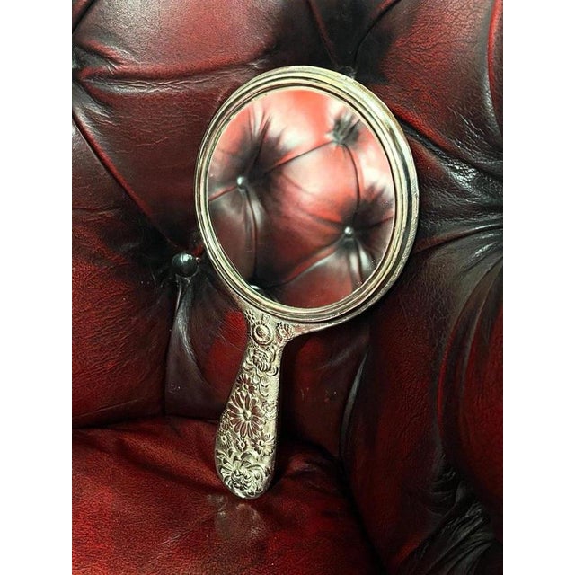 Antique Japanese Repoussé Vanity Hand Mirror, 1890s For Sale - Image 4 of 5