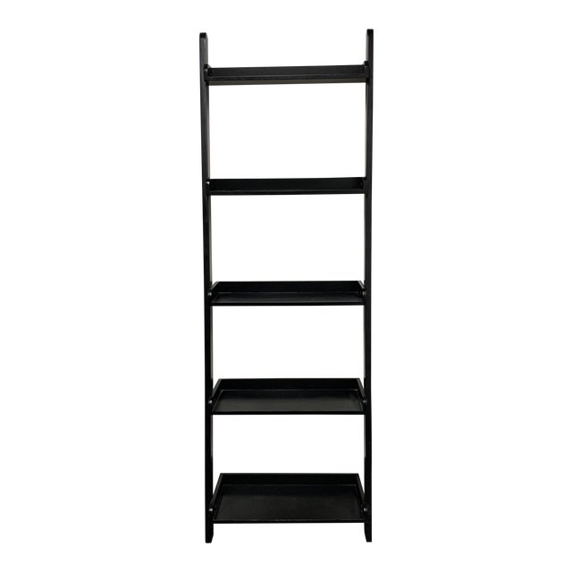 Crate & Barrel Black Finished Ladder Bookcase Chairish