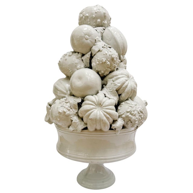 A fantastic vintage Italian creamware topiary standing an impressive 20.5 inches tall. This sculptural centerpiece is a...