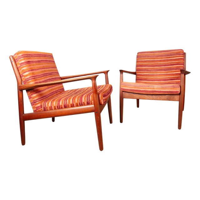 Danish Model GM5 Armchairs in Teak and Fabric by Svend Aage Eriksen for Glostrup, 1960s, Set of 2 For Sale