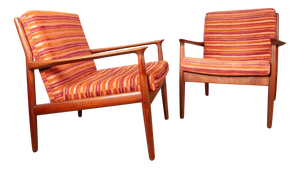 Danish Model GM5 Armchairs in Teak and Fabric by Svend Aage Eriksen for Glostrup, 1960s, Set of 2