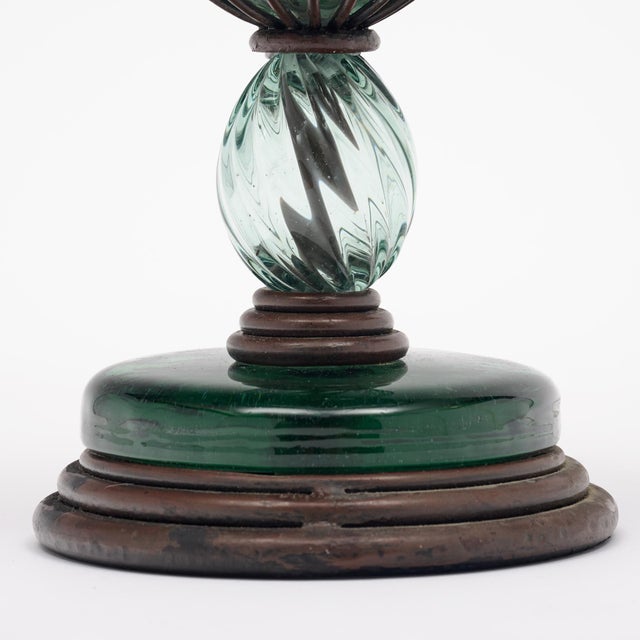 Art Nouveau Style Table Lamp, French, Glass, Iron, Vintage 1930s For Sale - Image 4 of 9