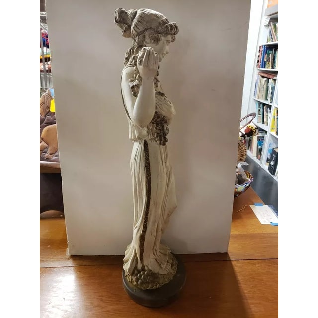 Mid 20th Century Art Nouveau Woman With Grapes Chalkware/Resin Sculpture For Sale - Image 4 of 6
