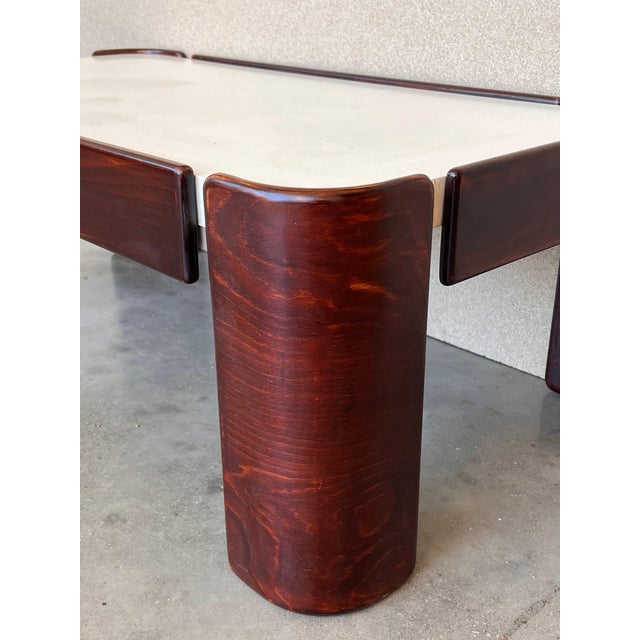 Mid-Century Modern Rectangular Table with Curved Legs and White Top For Sale - Image 13 of 18