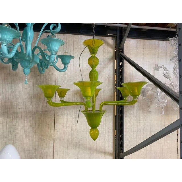 Translucent Apple-Green Murano Style Glass Chandelier from Simoeng For Sale - Image 4 of 11