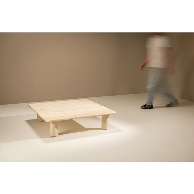 Square Travertine Coffee Table, Italy, 1970s For Sale - Image 4 of 13