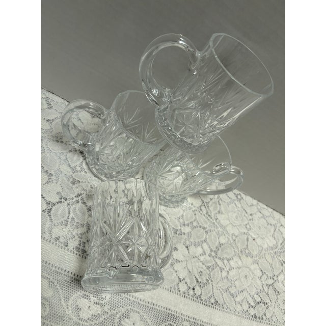 1990s Vintage Cut Glass Etched Mugs or Cups, Set of Four For Sale - Image 5 of 7
