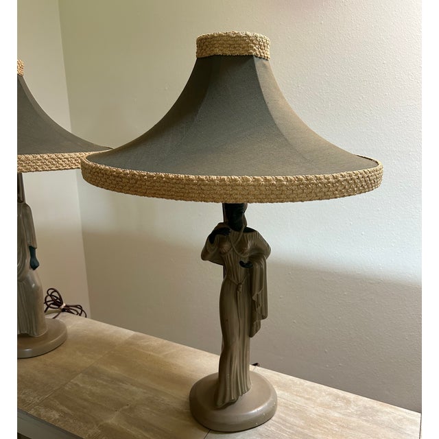 Vintage Continental Art Company Greek / Roman Style Figural Lamps " High to the Finial. For Sale - Image 10 of 11